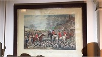 Antique framed fox hunting engraving, The Meet No