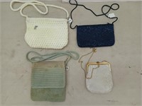 4 assorted purses: 1 vintage mesh, 1 beaded