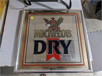 Michelob Dry Beer Mirrored Sign 18.5 x 18.5