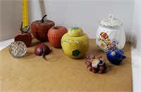 Covered Ceramic Jar, Fall Decor Baskets, Apple