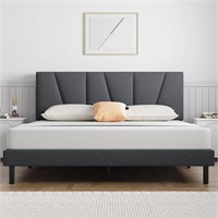 Molblly Upholstered Platform Bed - Full/Dark Grey