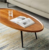 ANS_HOME Oval Coffee Table Wooden Rustic Coffee T)