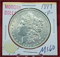 1897 P Morgan Silver Dollar MS60 + Condition