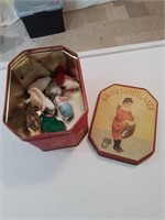 Vintage union chocolates tin with some trinkets