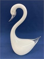 Vintage Murano Art Glass white and clear swan,