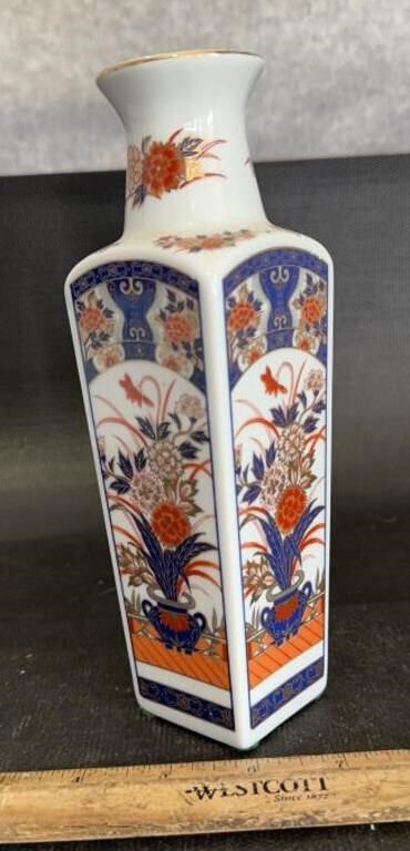 VINTAGE JAPANESE FLORAL VASE-APPROX. 10" TALL