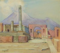 Ebin Comins "Pompeii" Watercolor. Farnsworth