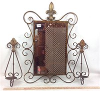 Wrought iron mirror and candle sconces