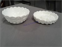 Milkglass, grape pattern--bowl, divided dish