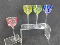 Set of 4 Moser Multi Color Glass Wine Stems