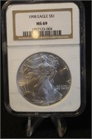 1998 Certified 1oz .999 Silver American Eagle