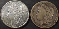 1900-O AU & 1903-S VG MORGAN DOLLARS