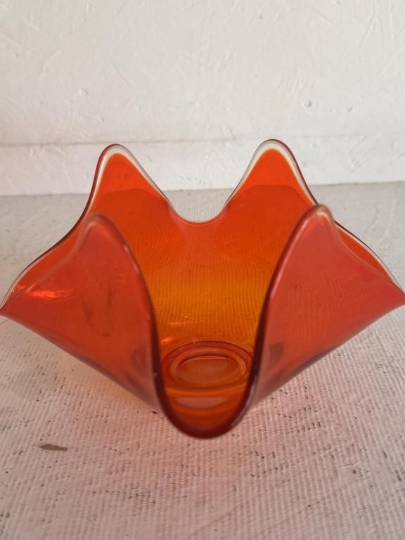 Vintage Orange Viking Glass MCM Persimmon Bowl