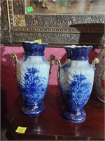 Victory Ironstone Flow Blue Vases