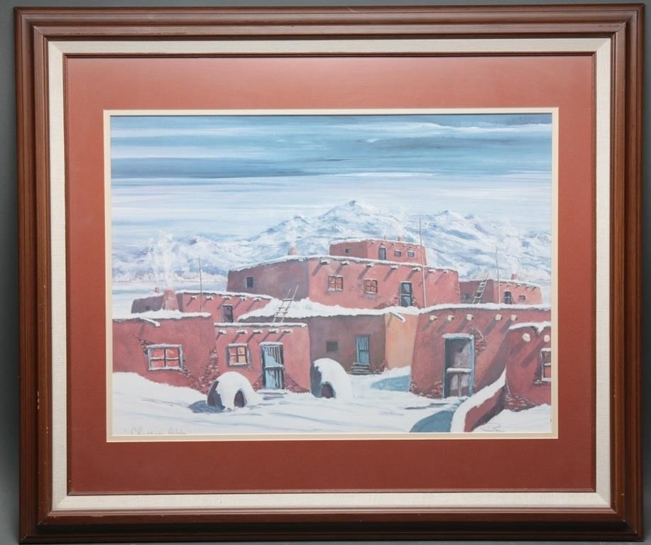 Signed Ed Posa "Christmas Adobe" Lithograph