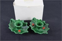 Lefton Holly Leaf Candle Holders