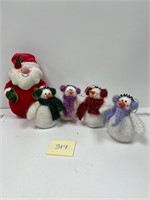 Santa & Snowman Plush Winter Holiday Decor