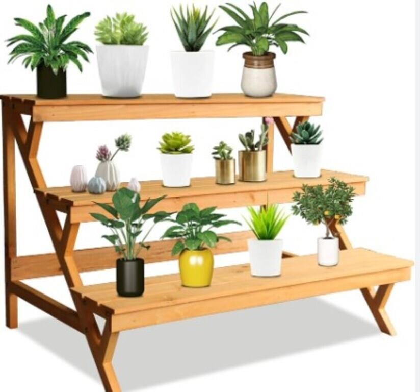 3 Tier Wood Plant Stand Indoor Outdoor, Ladder