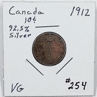 1912  Canada  10 Cents silver   VG