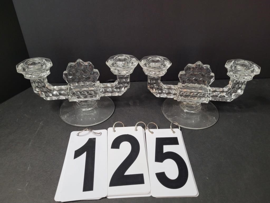 American Candle Holder ~ Crystal Twin Double