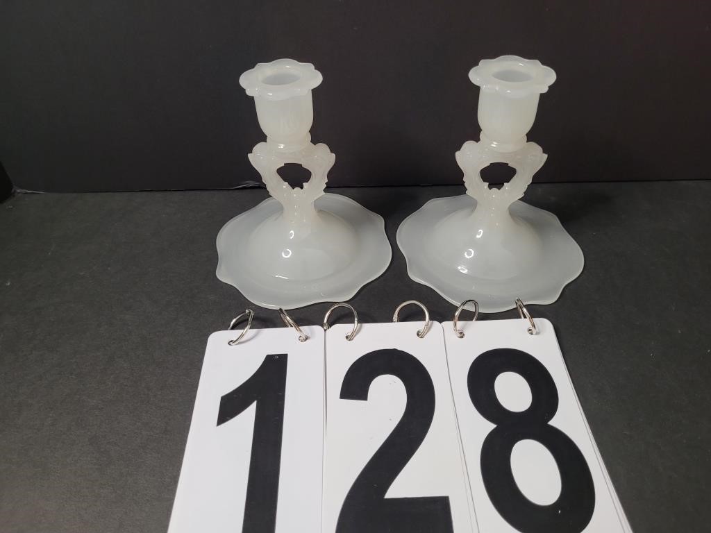Pair of Opaque Candle Holders