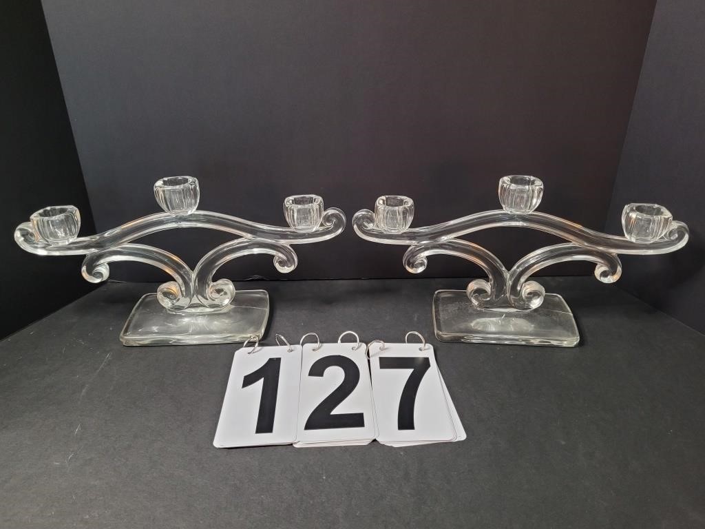 New Martinsville Candleholder Crystal Triple