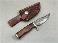 3" Fixed Blade Knife w/Tooled Leather Sheath