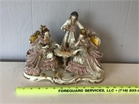 RARE ANTIQUE PORCELAIN 3 FIGURES PLAYING CHESS