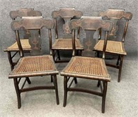 Five Antique Hand-Stenciled Chairs