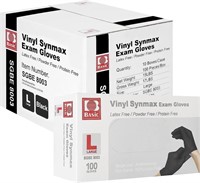 Basic Medical Synmax Black Vinyl Exam Gloves, 4 M
