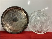Plated Silver Lazy Susan w/Glass Liner