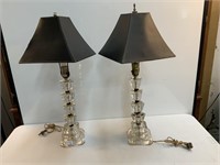 Pair Glass Base Table Lamps