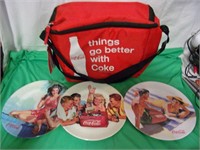 Coca-Cola Cooler Bag & 3 Collector Plates