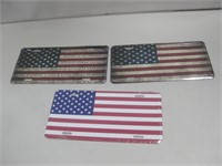 New Three US Flag License Plates