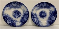 2 Antique Flow Blue Plates"Jardinere" V&B(8 1/2"W)