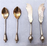 Albert Coles Sterling Silver Knives & Spoons, 4