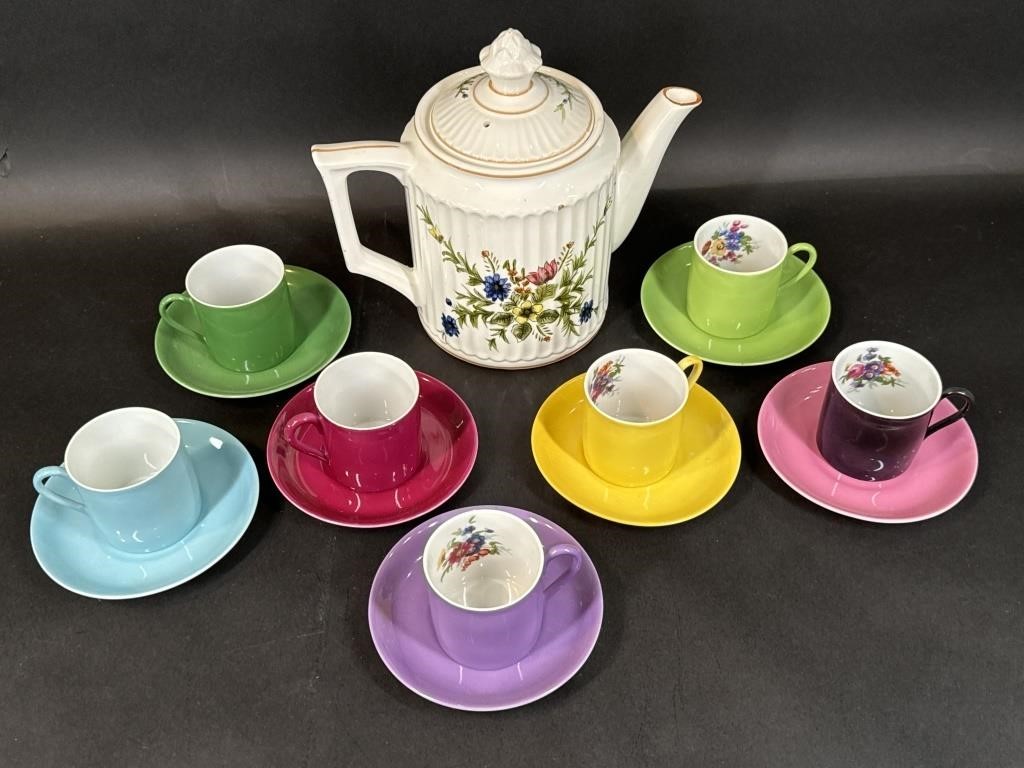 Victoria Porcelain Multi-Color Tea Set