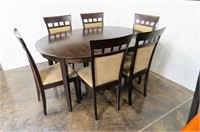 Espresso Brown Oval Dining Table w/ 6 Chairs