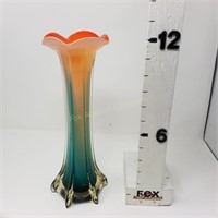 Hand Blown Glass Vase-Orange & Teal