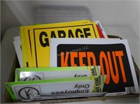 Assorted signs - Keep Out, Garage Sale, Employees