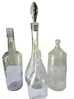 Decanters Lot Of 4 Humidor W/Eagle