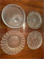 Lot of 4 Large Glass Round Platters