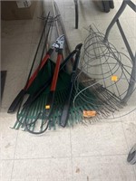 Group Lot of Rakes, Plant Holders, Snippers,