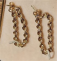 Earrings, 14KT Gold Chain Link, Pierced