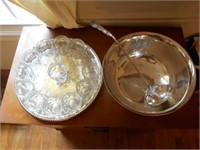 Silver and Glass Punch Bowl Set