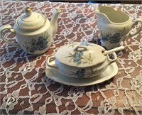 Petite Royal Crown China Teapot, Creamer & Jelly S