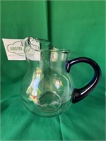 Clear Pitcher with Blue Handle 10” tall