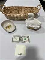 Basket, Ladle Holder, and Goose Trinket Dish