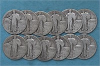 12 Standing Liberty Quarters $3 FV