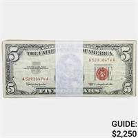 LOT OF (100) 1963 $5 LEGAL TENDER USN'S VG-VF